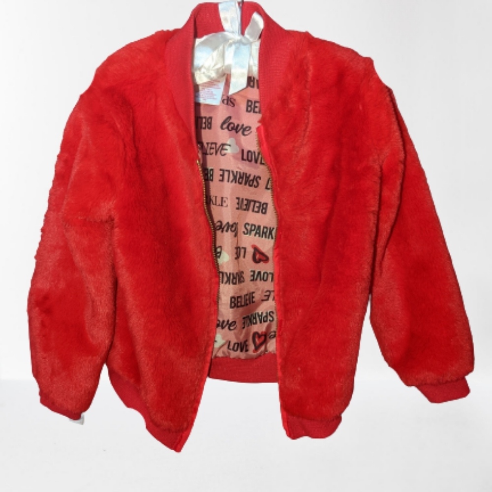 365 Kids Garanimals Girls Red Faux Fur Jacket